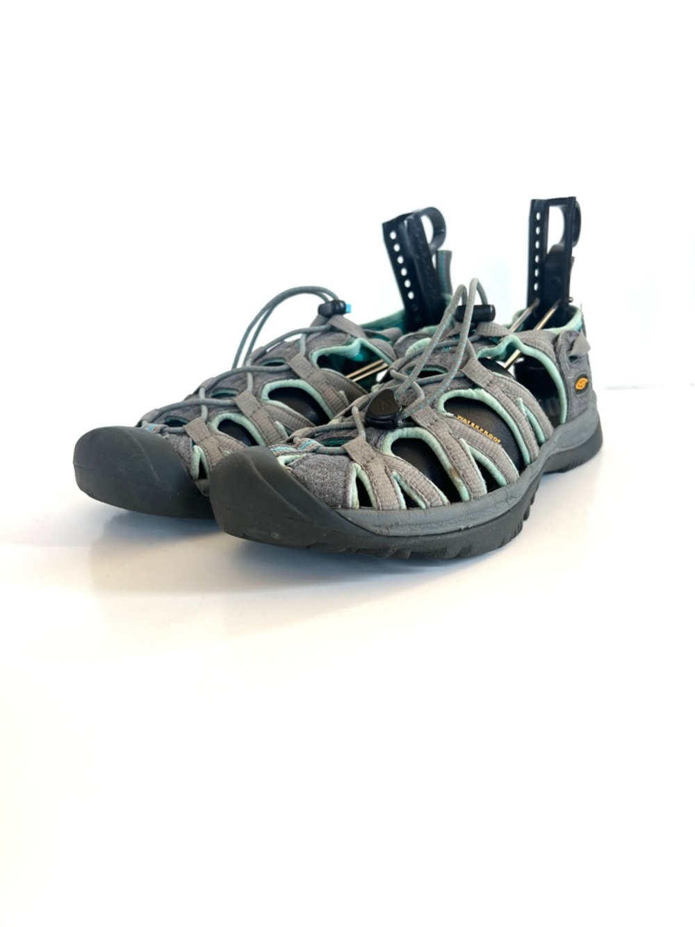 Keen Whisper Lightweight Grey & Teal Outdoor Hiking Water Sandals SZ 9
